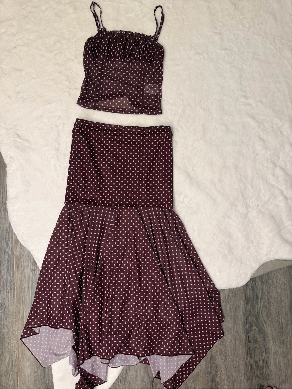 Skirt & Top Peppermayo Burgundy Polka Dot Midi Skirt & Top - Picture 6 of 8